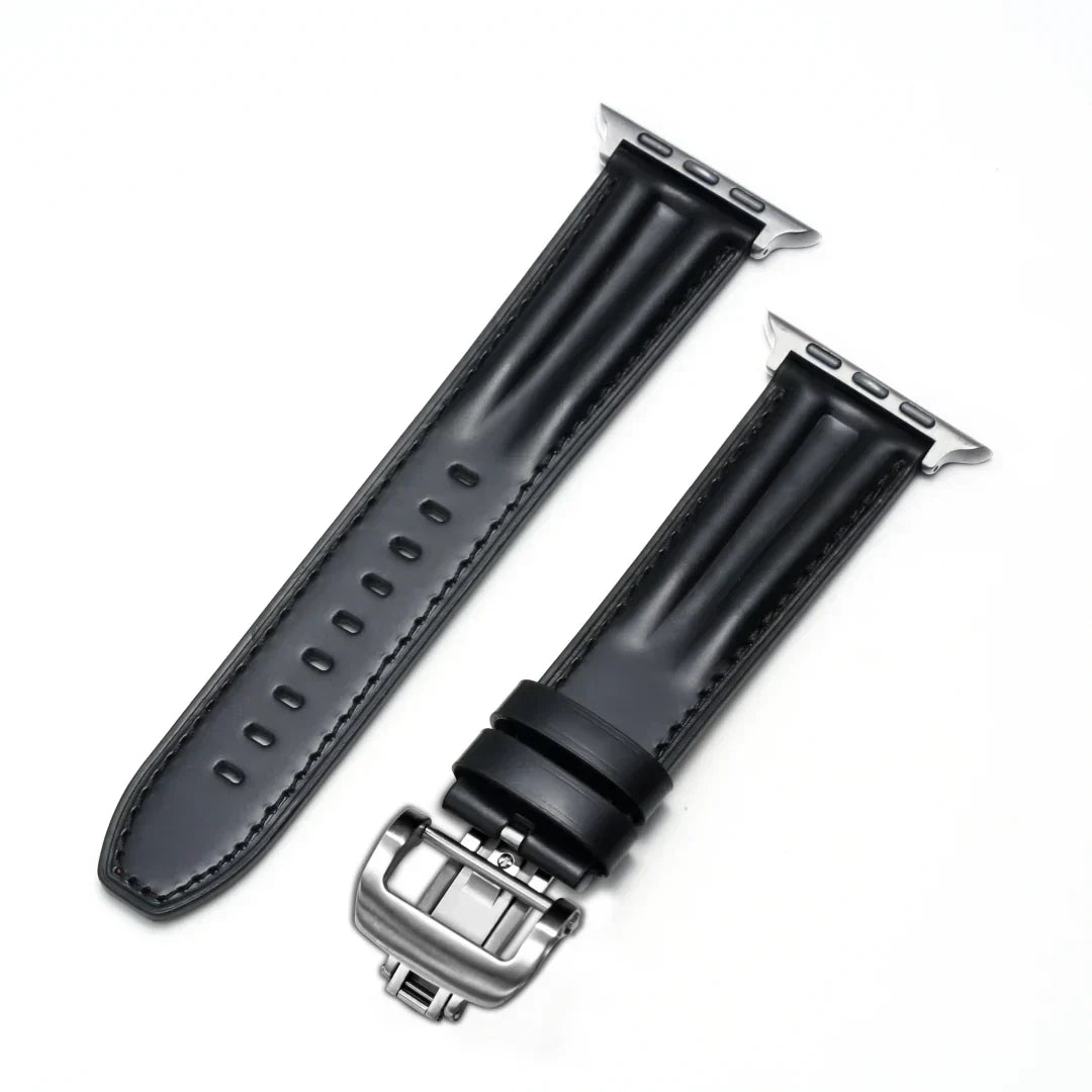 רצועת שעון עור מחורצת Marvelle ל-Apple Watch, אבזם פרפר