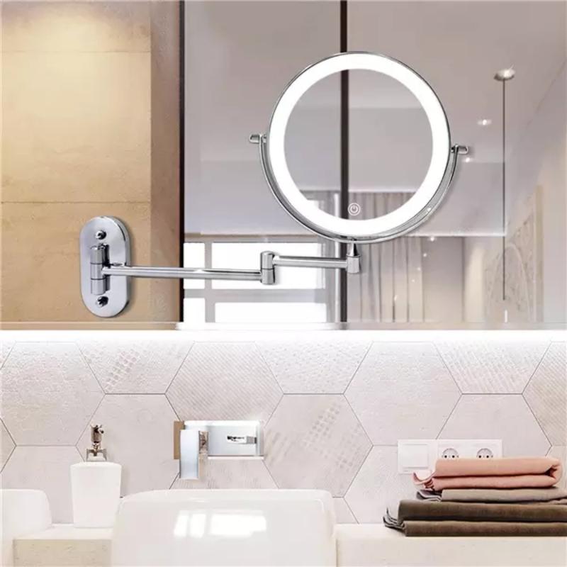 Vanity Mirror, AstraLume LED With Polished Chrome Fold-Out Arm