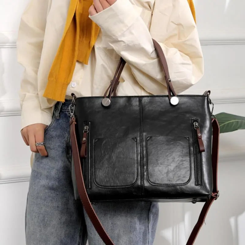 Leather Tote Bag, NordVine Handcrafted Nordic-Style Design