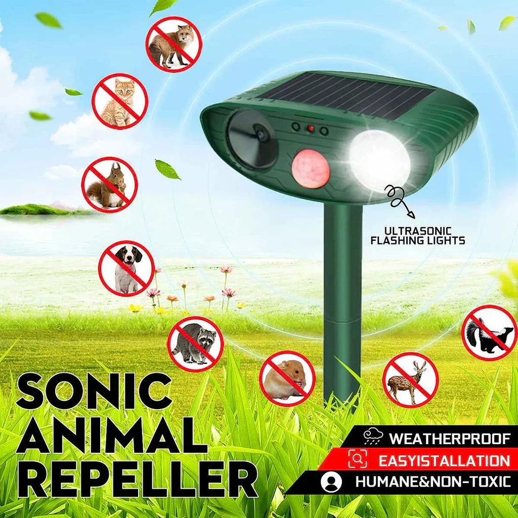 SolaraGuard-aurinkoenergialla toimiva ultraäänikarkotin pihoille hirvien karkottamiseen