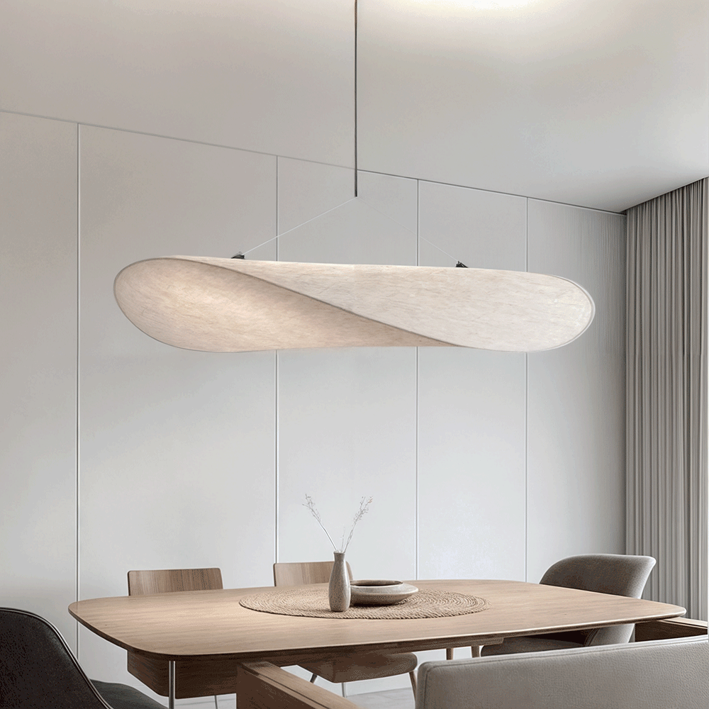 Lyra LED Chandelier With Layered Silk-Leaf Shade, Nordic-Style Design