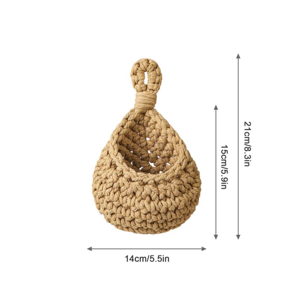 Coș suspendat, iută împletită manual, accent decorativ rustic boho pentru casă
