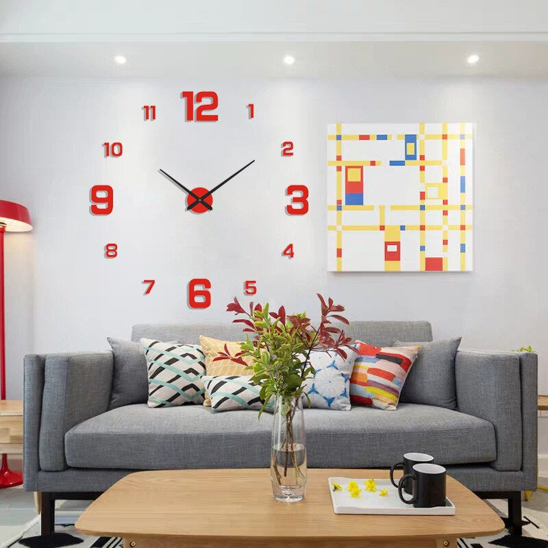 DIY 3D Wall Clock Kit, Numeral & Hand Layout, Two Size Ranges