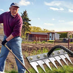 ThriveGard Steel-Tooth Garden Weeding Rake, Ergonomic Adjustable Grip