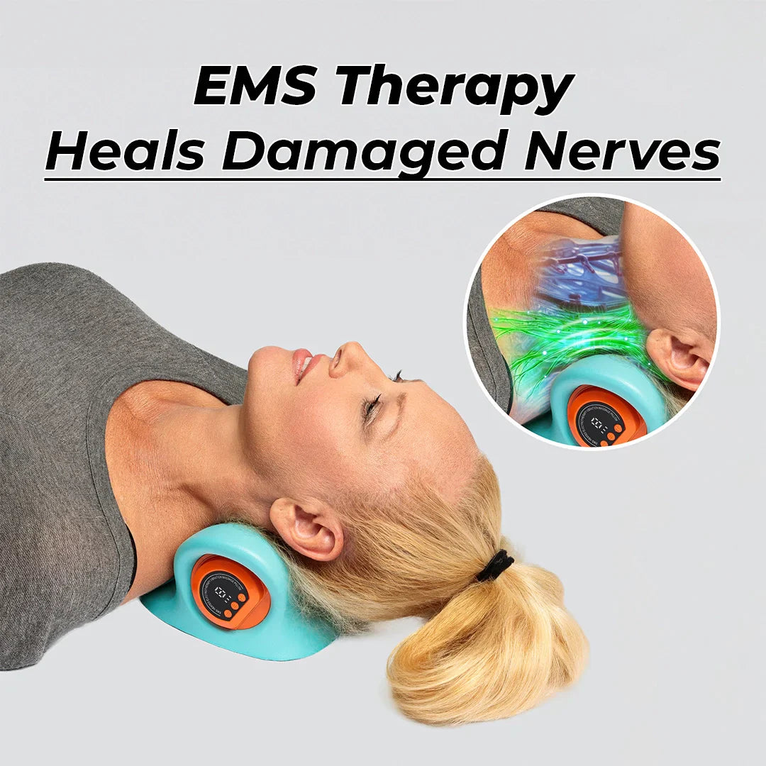 Aparat de masaj pentru gât 4-în-1, cu încălzire, EMS și suport pentru întindere