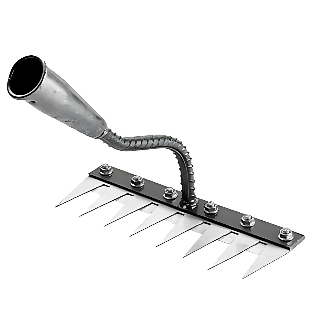 ThriveGard Steel-Tooth Garden Weeding Rake, Ergonomic Adjustable Grip