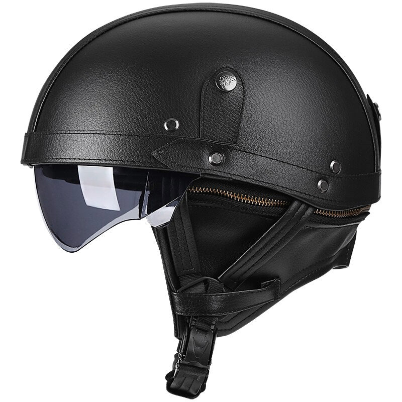 NovaRove バイクヘルメット、レトロスタイル、格納式UVレンズ、DOT認証済み