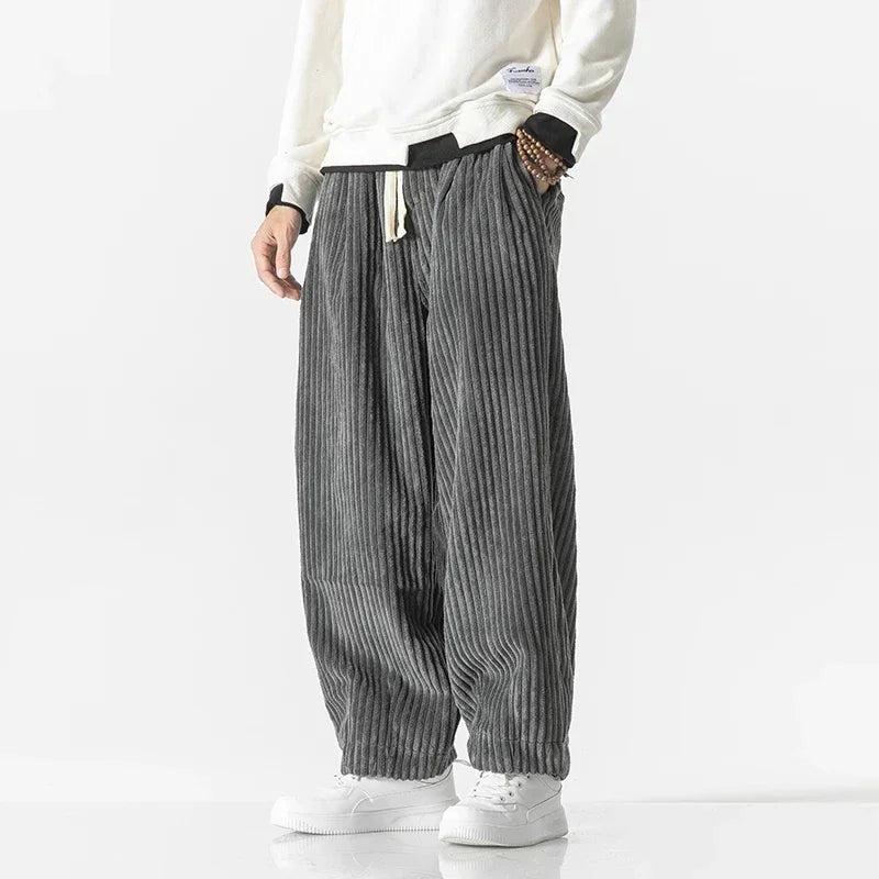 Wide-Leg Corduroy Joggers, Marlow, Ribbed Texture for Everyday Comfort