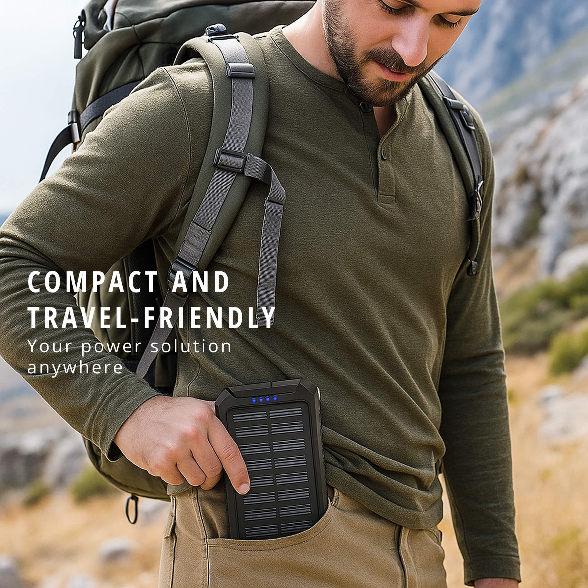 50000mAh Solar Power Bank With Dual USB Ports, Waterproof