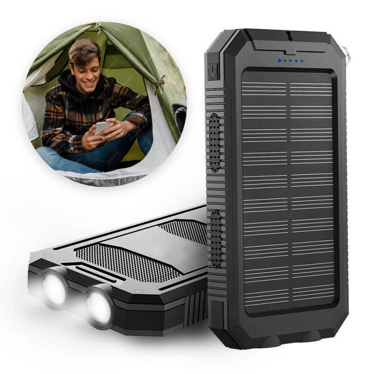 סוללת גיבוי סולארית SolaraGuard בקיבולת 50000mAh עם טעינת USB כפולה
