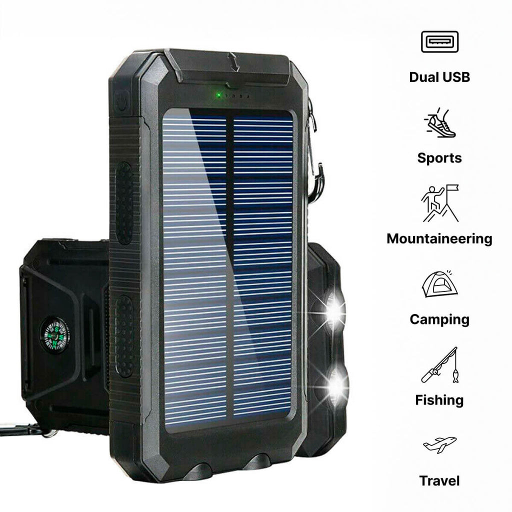 סוללת גיבוי סולארית SolaraGuard בקיבולת 50000mAh עם טעינת USB כפולה