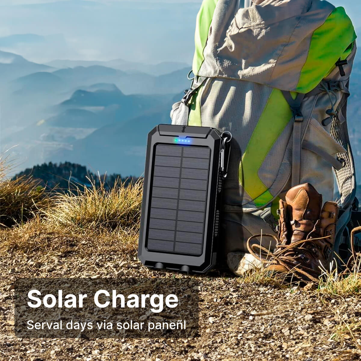 סוללת גיבוי סולארית SolaraGuard בקיבולת 50000mAh עם טעינת USB כפולה