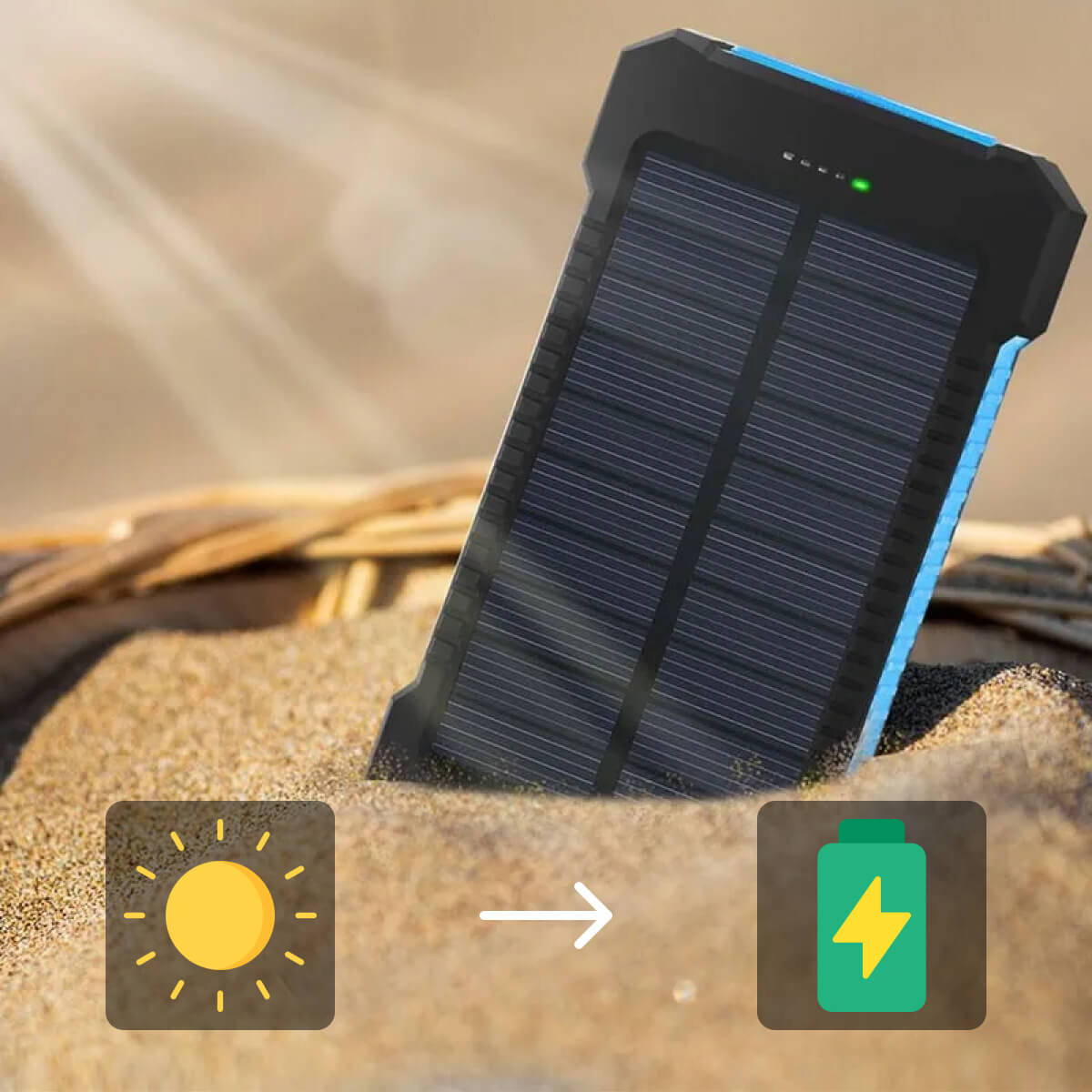סוללת גיבוי סולארית SolaraGuard בקיבולת 50000mAh עם טעינת USB כפולה