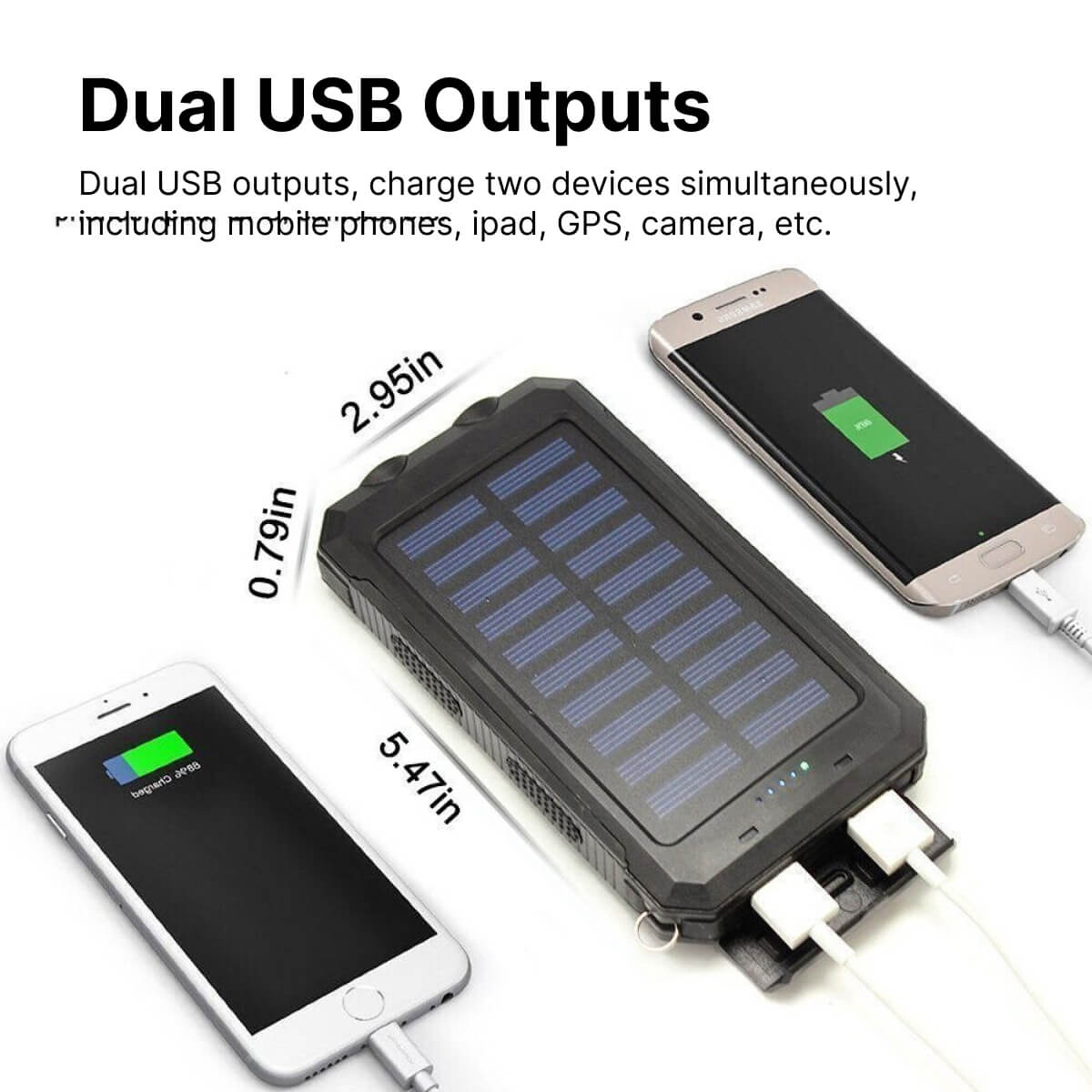 סוללת גיבוי סולארית SolaraGuard בקיבולת 50000mAh עם טעינת USB כפולה
