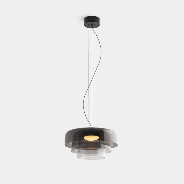 FjordLumen Glass Pendant Light, Warm LED Glow, Multi-Tier Design
