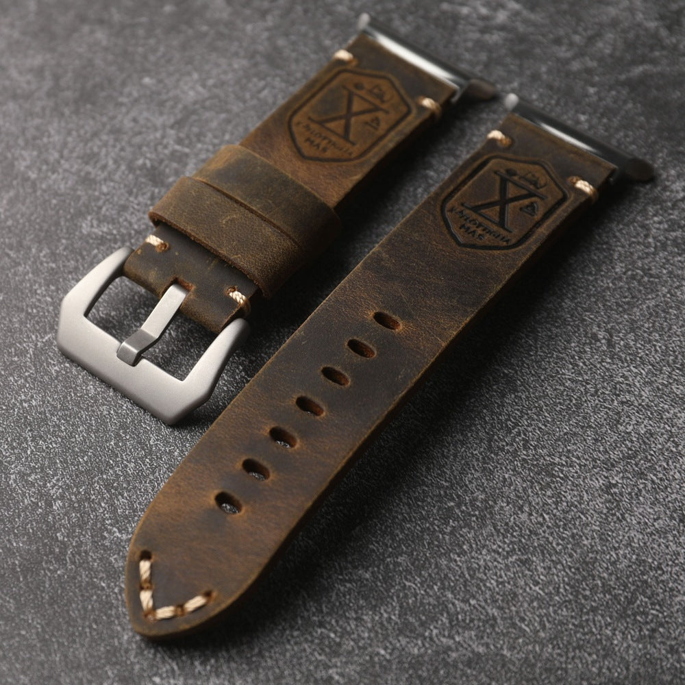 Full-Grain Leather Watch Band, Vintage Patina, Fits Samsung Watch Ultra 47mm