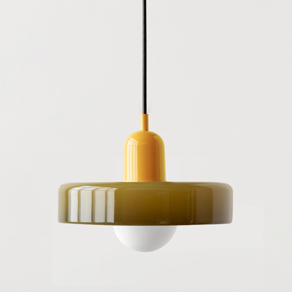 Aurelo Bauhaus-Style Pendant Light With Colored Glass Shade
