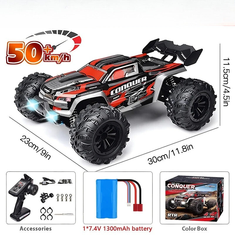 RC terénní truck StormRift 4WD v měřítku 1:16 s LED osvětlením a dálkovým ovládáním pro jízdu v noci