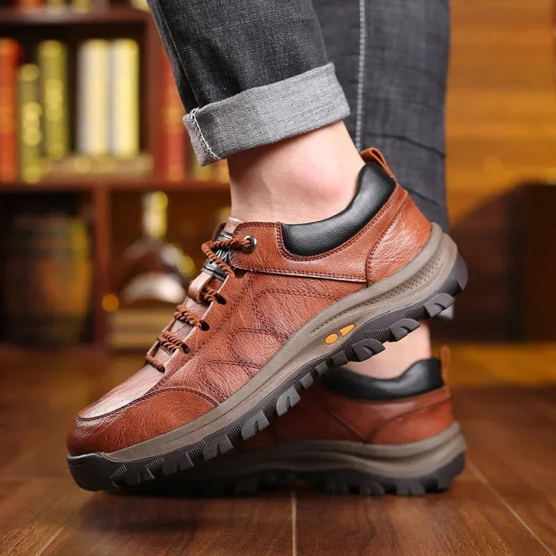 Herren Schuhe mit Fußgewölbeunterstützung, StrideFlex handgenähte Leder-Slipper mit gepolsterten Sohlen