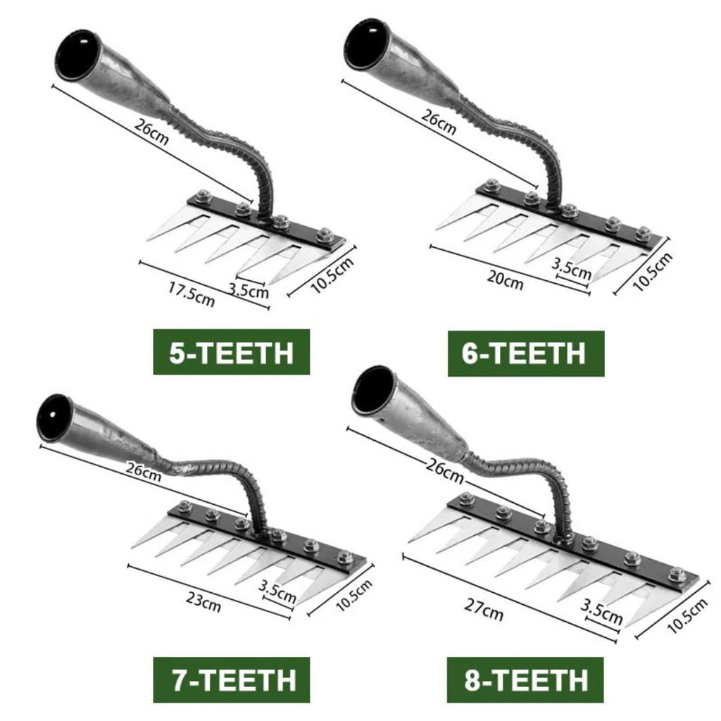 ThriveGard Steel-Tooth Garden Weeding Rake, Ergonomic Adjustable Grip