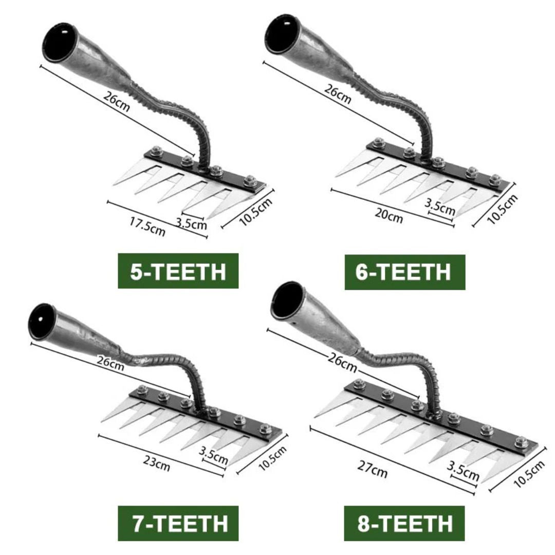ThriveGard Steel-Tooth Garden Weeding Rake, Ergonomic Adjustable Grip