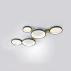 NovaLumen Metal and Wood Ceiling Light, 3 to 7 Lamps, White, Gray or Green