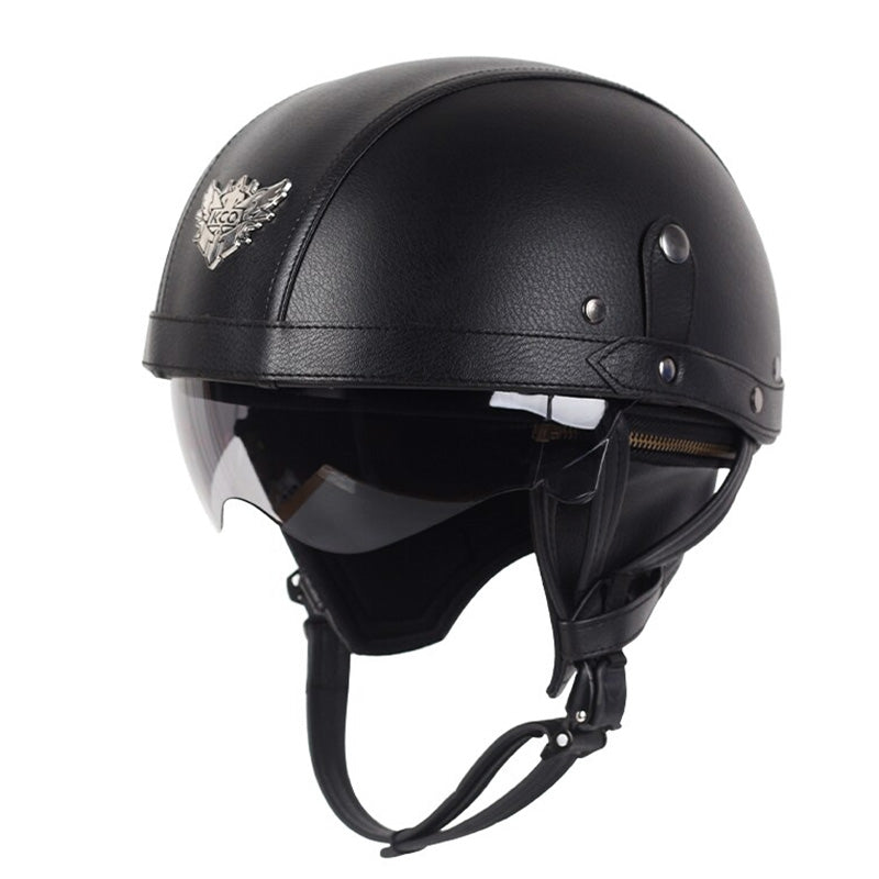 NovaRove バイクヘルメット、レトロスタイル、格納式UVレンズ、DOT認証済み