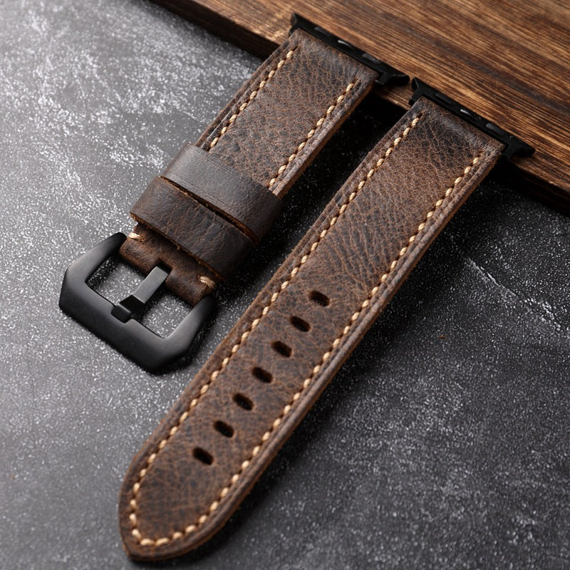 Watch Band For Apple Watch, First-Grain Cowhide Leather, Handmade