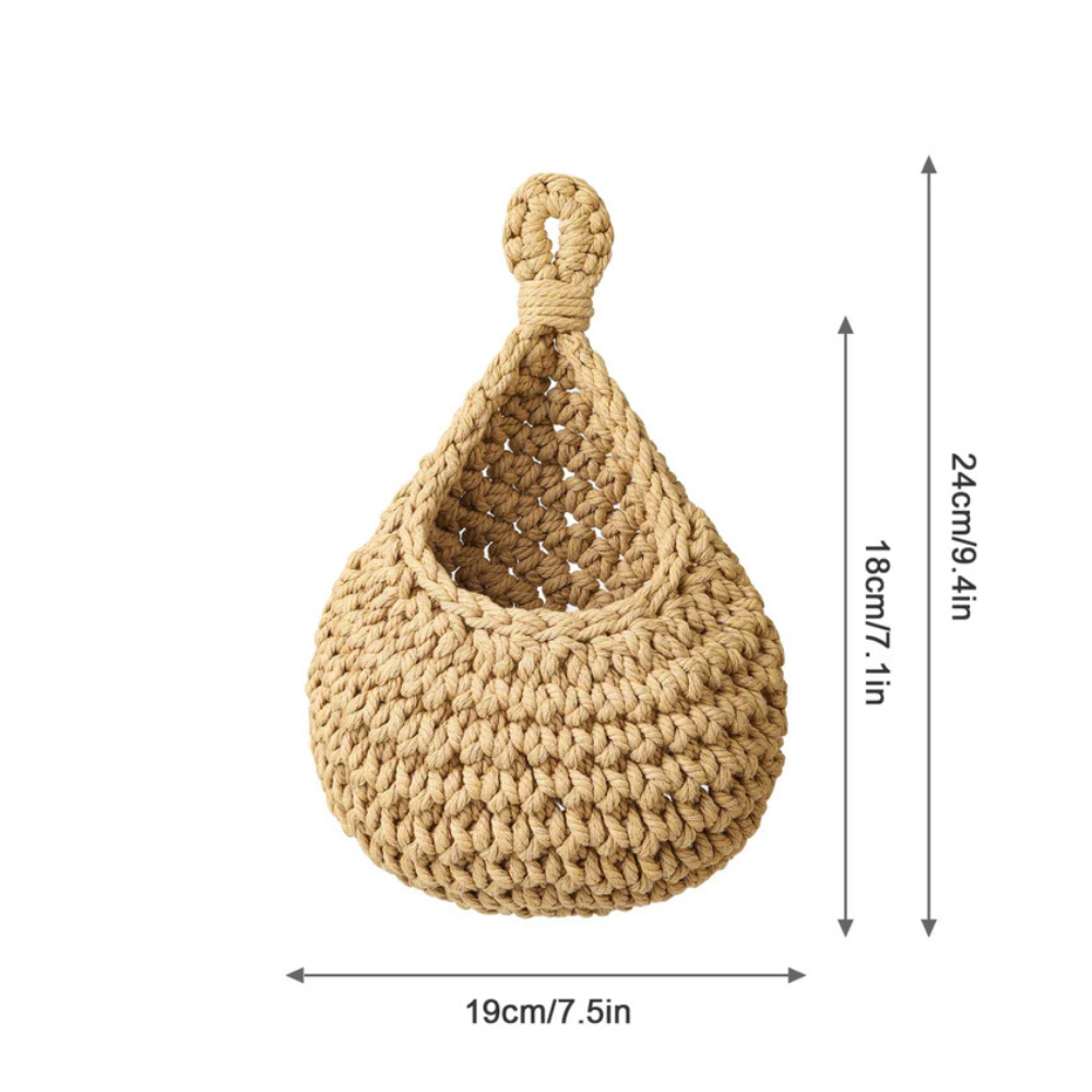 Coș suspendat, iută împletită manual, accent decorativ rustic boho pentru casă