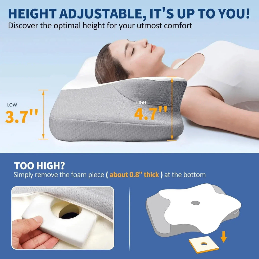 Almohada mariposa SomniWing de espuma viscoelástica para soporte del cuello