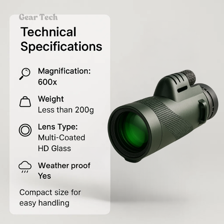 Arden 600X -kompakti monokulaari, HD-optiikka lintujen tarkkailuun ja ulkoiluun