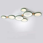 NovaLumen Metal and Wood Ceiling Light, 3 to 7 Lamps, White, Gray or Green