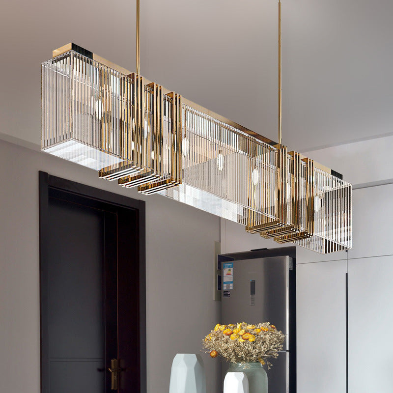 Kristy Metal Chandelier Pendant Light, Luxury Rectangular, Gold | Fioriscas