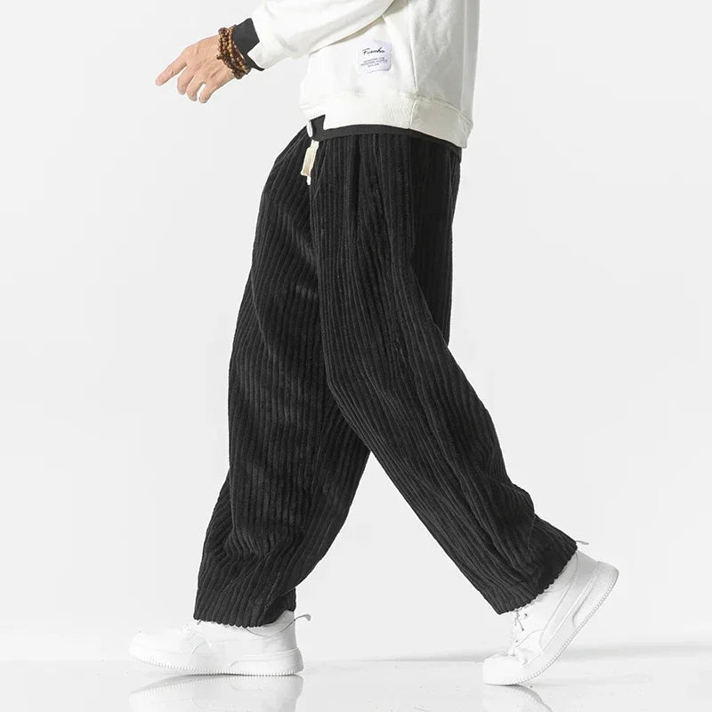 Wide-Leg Corduroy Joggers, Marlow, Ribbed Texture for Everyday Comfort
