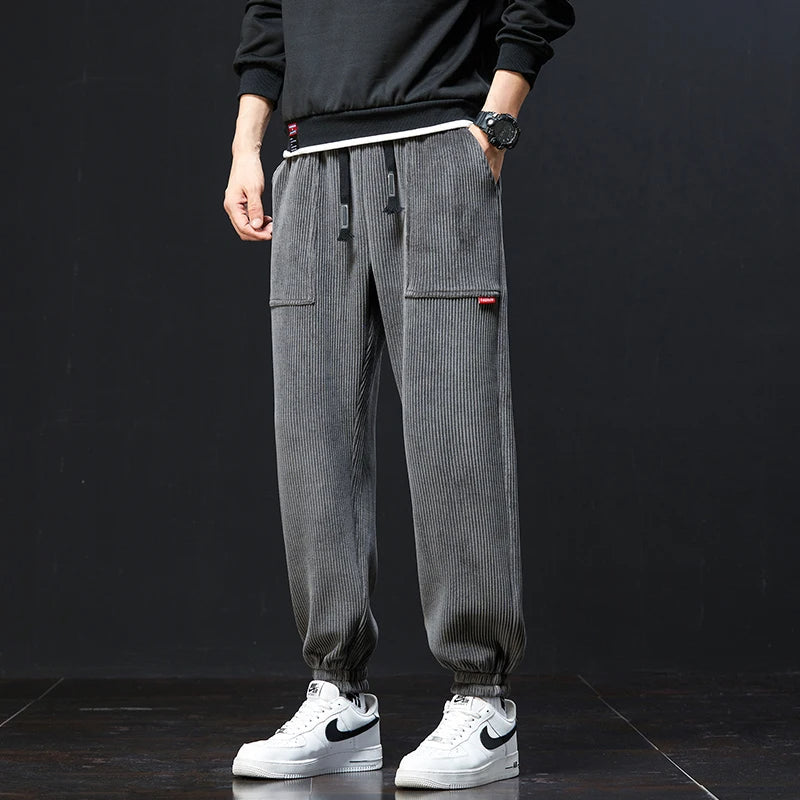 Creston Corduroy Joggers, Soft Stretch Fit With Drawstring Waist