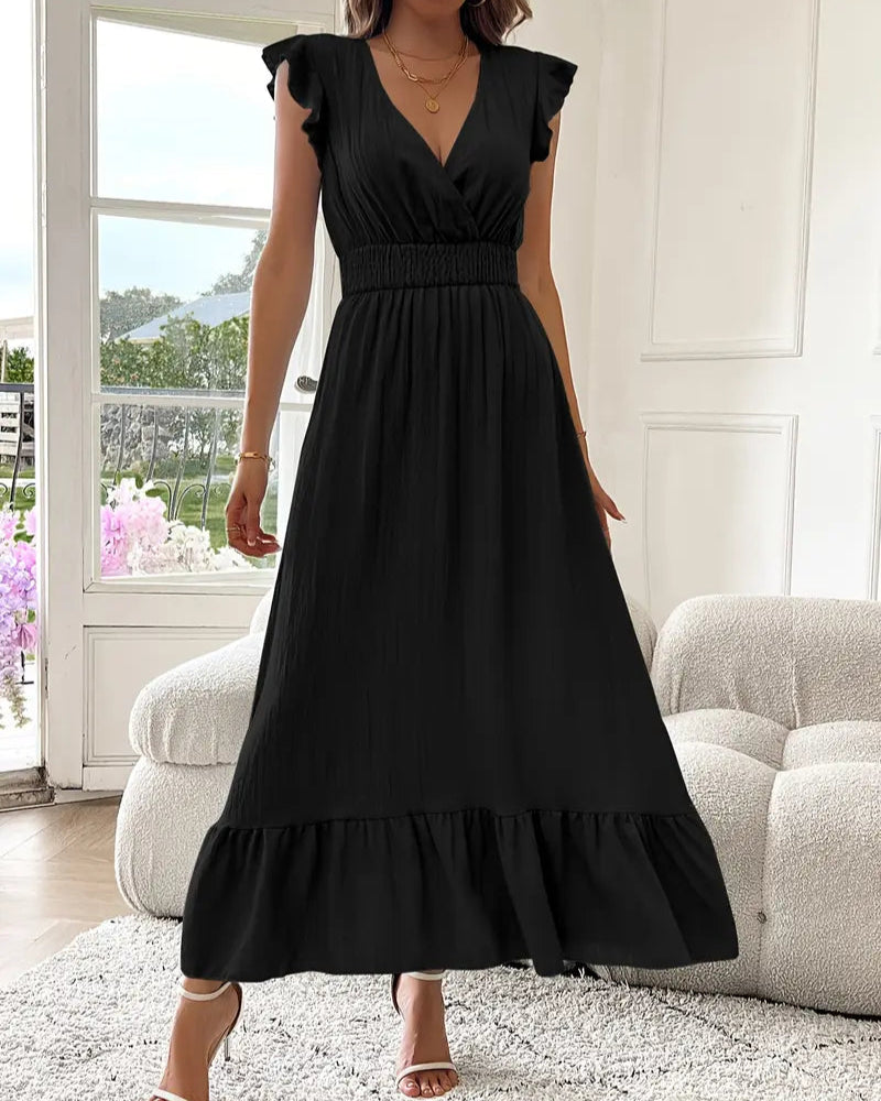 LOLI I ROBE À COL EN V ET MANCHES À VOLANTS