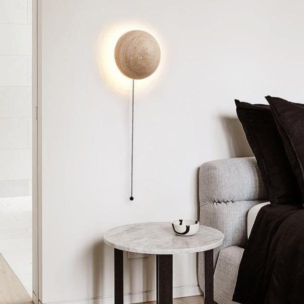 Asterra Travertine Wall Light, Cream Finish, Nordic Minimalist Style