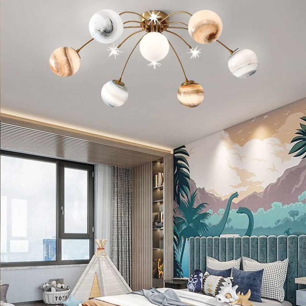 Aria Modern Planet Flush Mount Ceiling Light, Living Room | Fioriscas