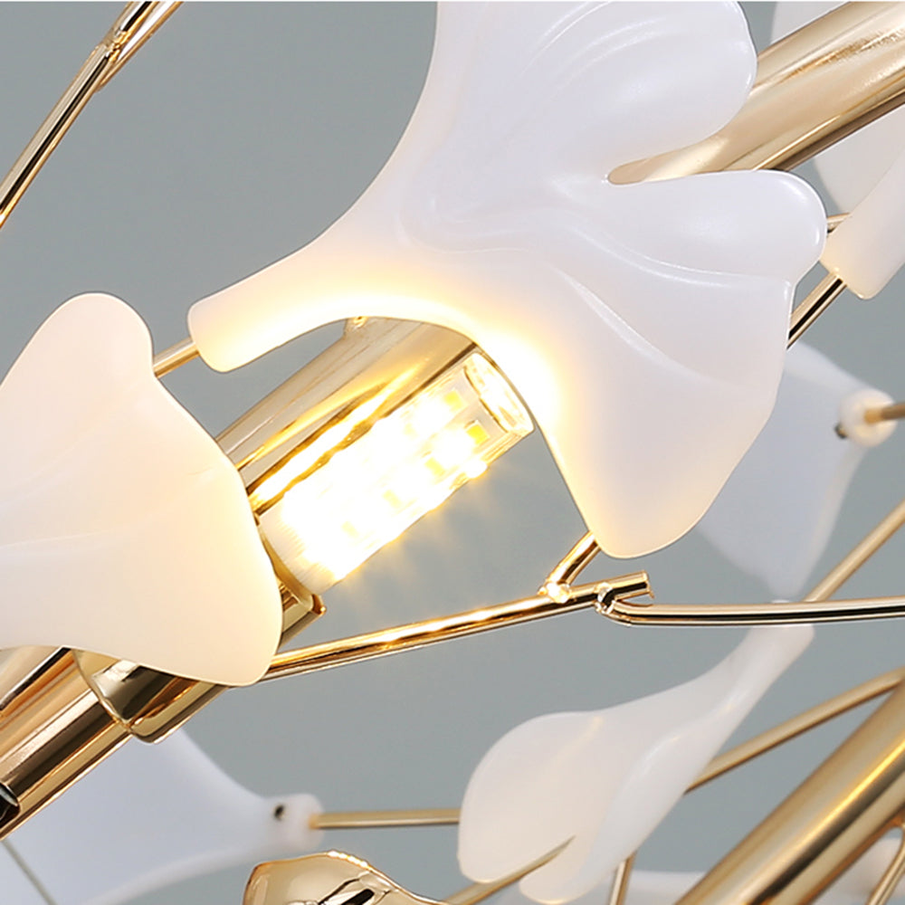 Olivia Ginkgo Leaf Modern Petal Shaped Metal Chandelier, Gold | Fioriscas