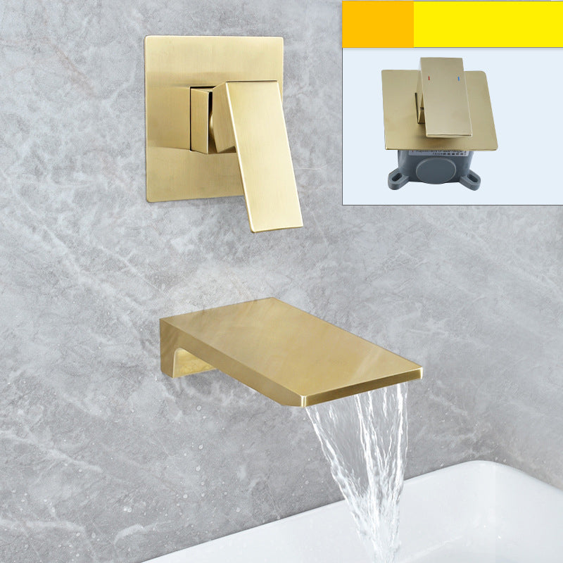 Torneira de parede para casa de banho com manípulo único Cascade, bica em queda de água preta mate