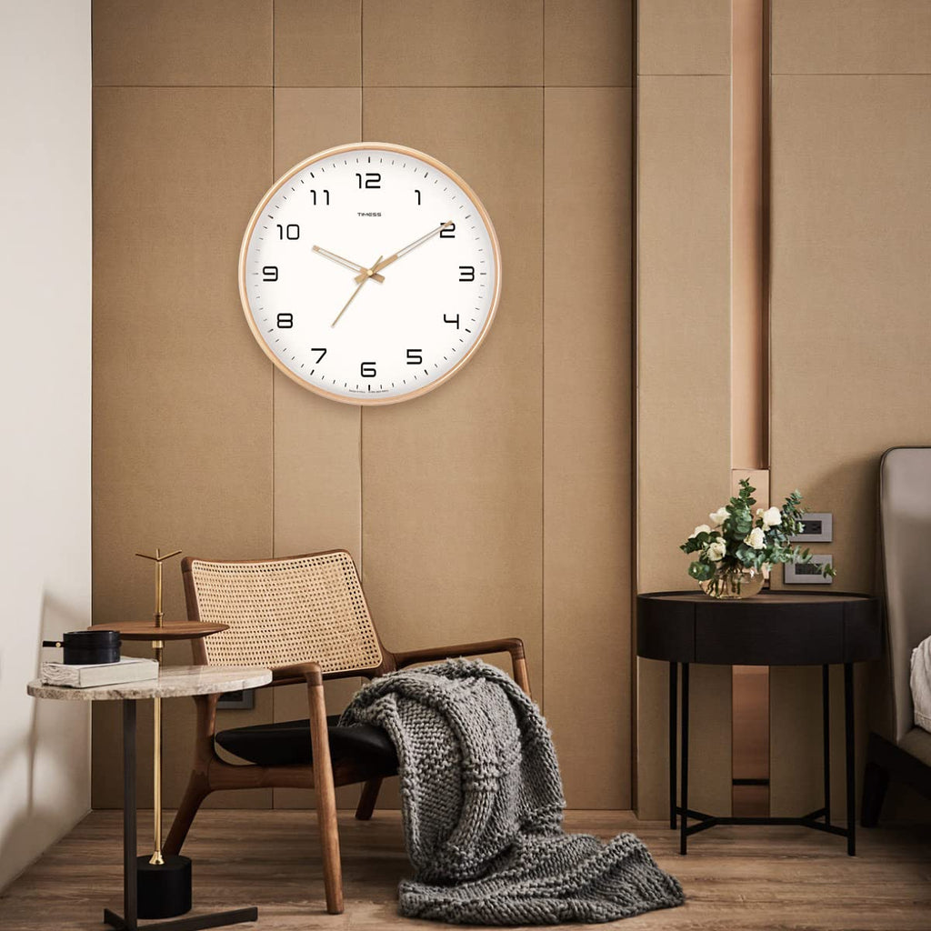 Wanduhr aus Massivholz, analoges Design von AuroraWood mit lautloser Zeigerbewegung