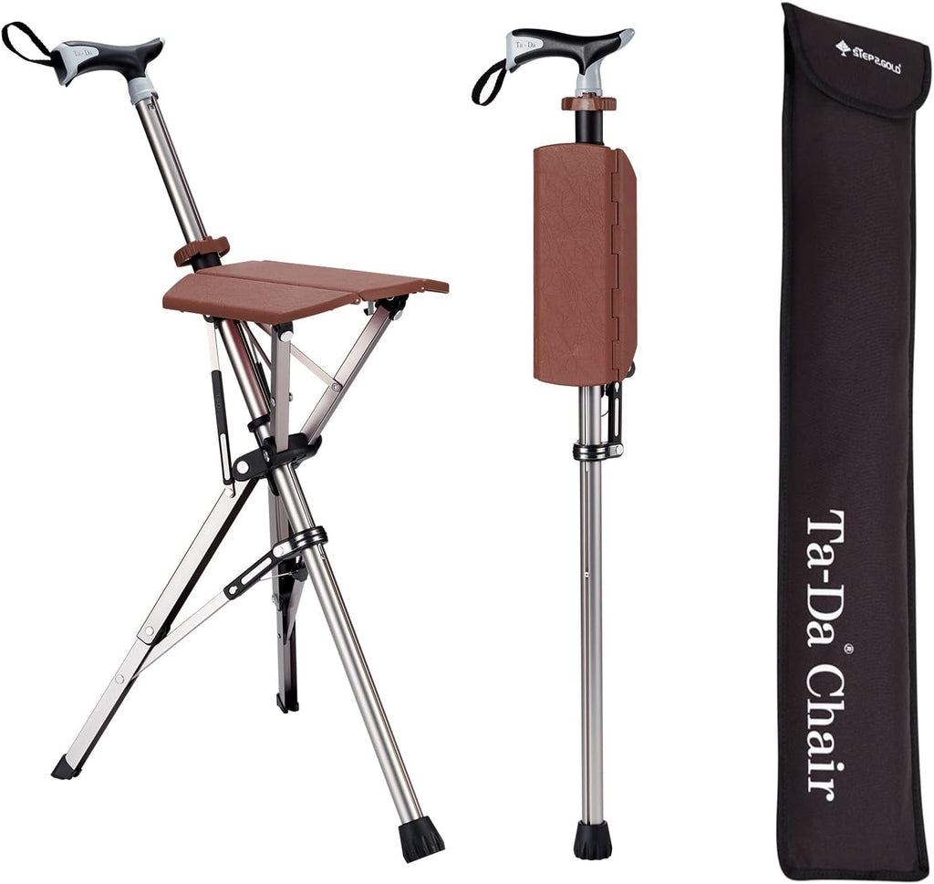 Bastão de caminhada TerraNest com assento integrado, design dobrável em alumínio aeronáutico