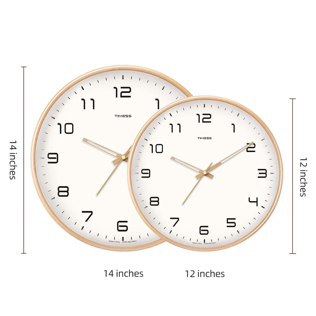 Wanduhr aus Massivholz, analoges Design von AuroraWood mit lautloser Zeigerbewegung