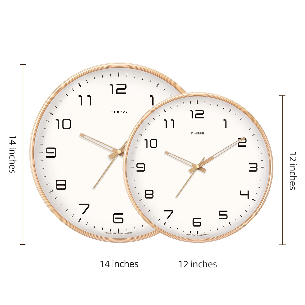 Wanduhr aus Massivholz, analoges Design von AuroraWood mit lautloser Zeigerbewegung