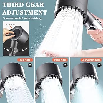 Showerhead With High Water Pressure, 9-Layer Filter, Push-Button Stop