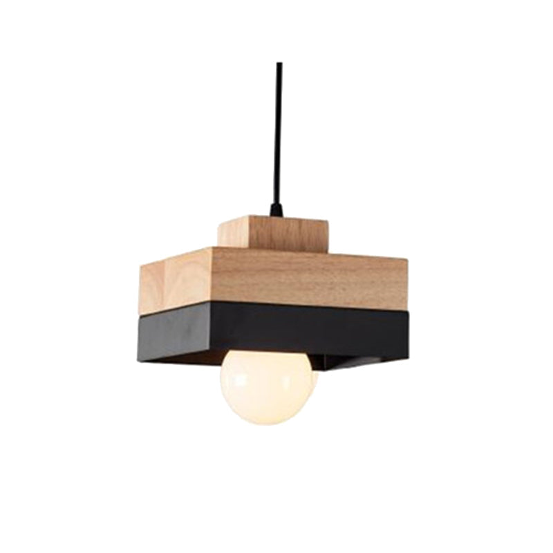 Aria Minimalist Black & White Wood Geometric Pendant Light | Fioriscas