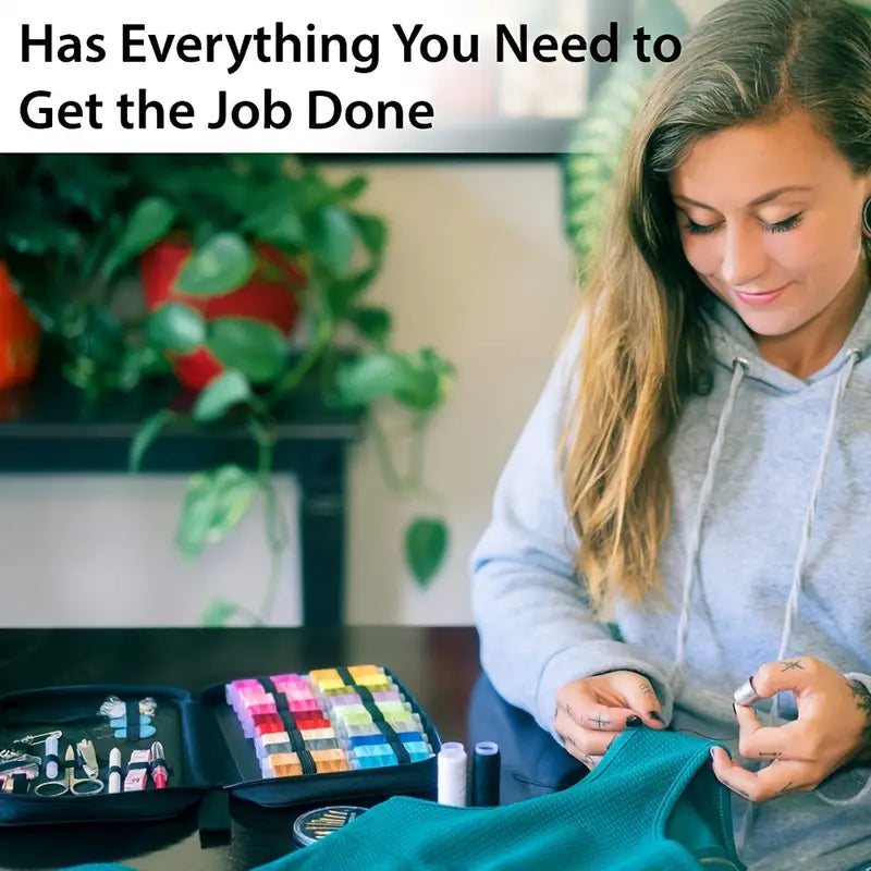 Multicolor Sewing Kit With Case For Everyday Clothing Fixes
