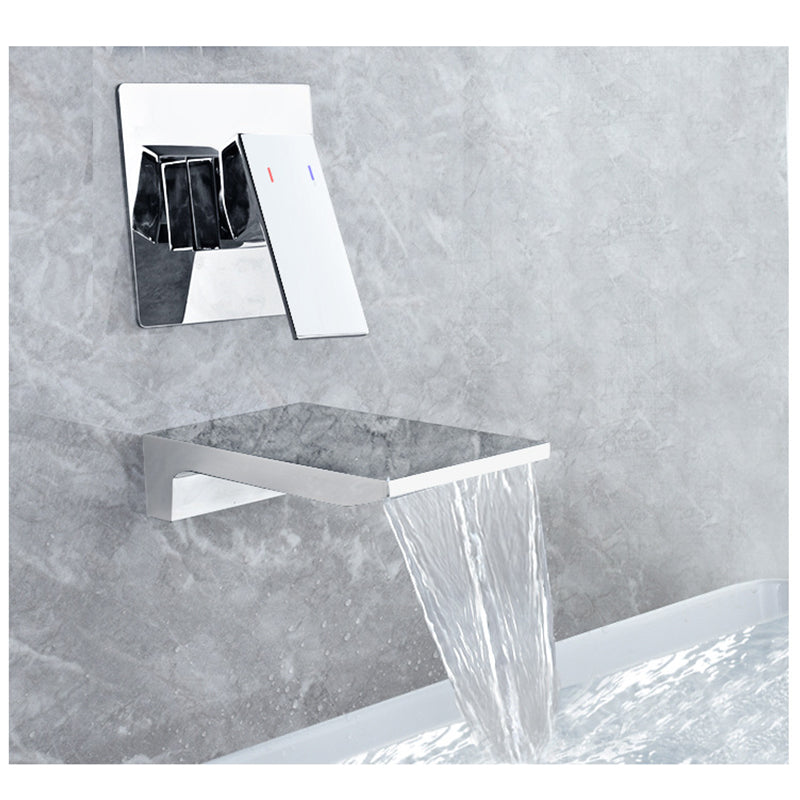Torneira de parede para casa de banho com manípulo único Cascade, bica em queda de água preta mate