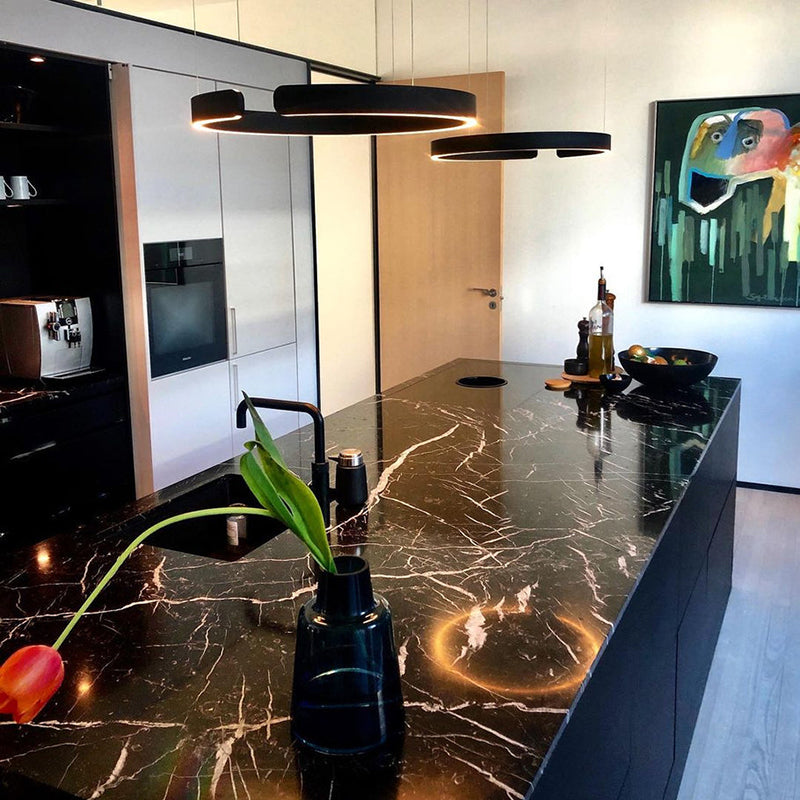 LyraHalo Pendant Light, Round Metal Design, Dimmable LED