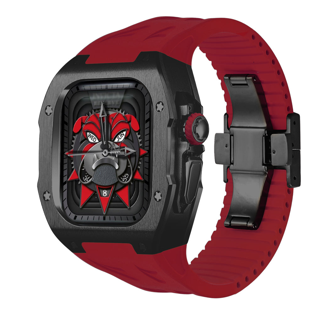 Kit de modification de boîtier en titane pour Apple Watch Ultra avec bracelet en caoutchouc fluoré